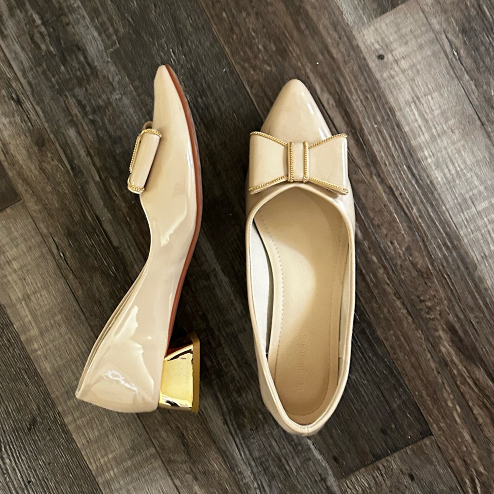 Elegant Tan Bow Women's Shoes